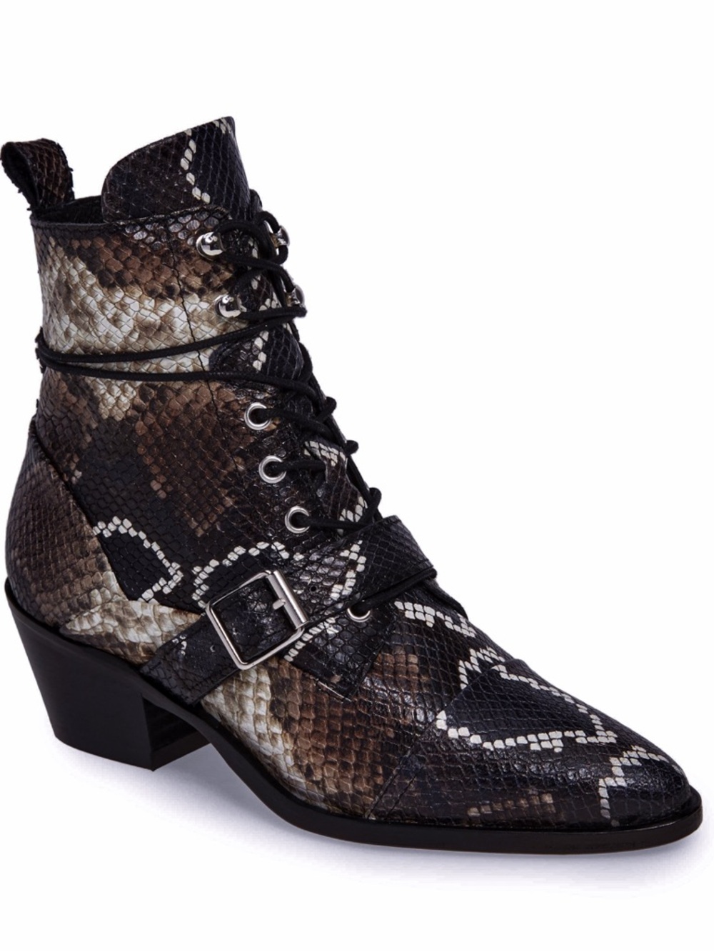 Brand New! Gorgeous snakeskin print leather western zip boots. All Saints